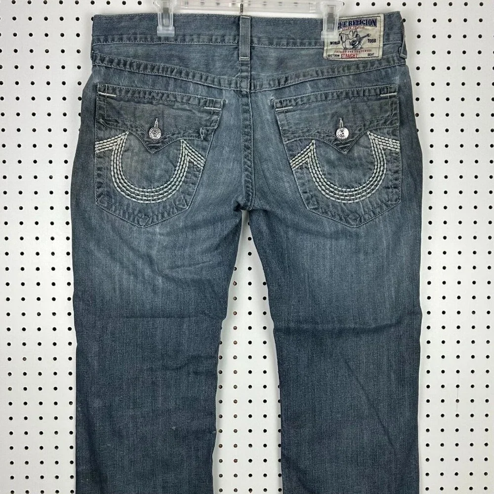 True Religion‎ Straight Baggy Y2K Jeans 38x28 Grunge Worn Streetwear Skater Wide